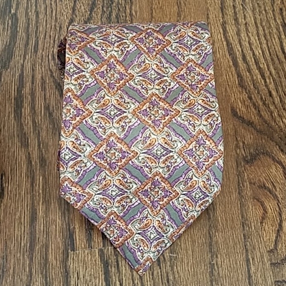 Christian Dior Vintage Bundle Set of 2 All Silk Italian Gray Tan Paisley Necktie - Picture 7 of 10